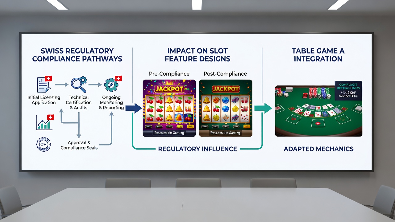 Digital interface example of compliant slot and table game layouts on Swiss platforms